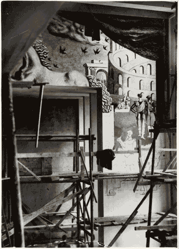 Image for V Triennale - Lavori di allestimento - Salone delle Cerimonie - Pittura murale "Cultura italiana" di Giorgio De Chirico