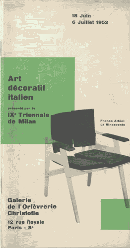 Image for Opuscolo, di molte pagine ma s.n.p., della mostra "Art décoratif italien présenté par la IX Triennale de Milan" realizzata alla Galerie de l'Orfévrerie Christofle a Parigi