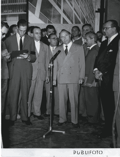 Image for X Triennale - Visita del Presidente del Consiglio dei Ministri, on. Mario Scelba - Ivan Matteo Lombardo - Tommaso Ferraris - Carlo De Carli