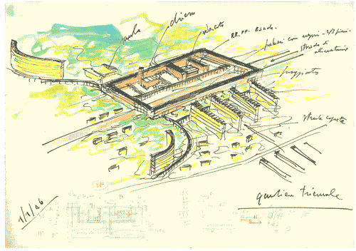 Image for Studio assonometrico del centro civico con annotazioni e calcoli dell'autore