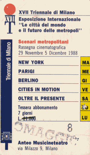 Image for Tessera Rassegna cinematografica, abbonamento per 7 giorni per la XVII Triennale
