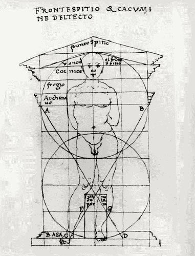 Image for IX Triennale - Studi sulle proporzioni - Riproduzione di una pagina appartenente al manoscritto cartaceo "Trattato di architettura" di Francesco di Giorgio Martini