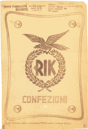 Image for Bozzetto per insegna pubblicitaria "RIK confezioni"