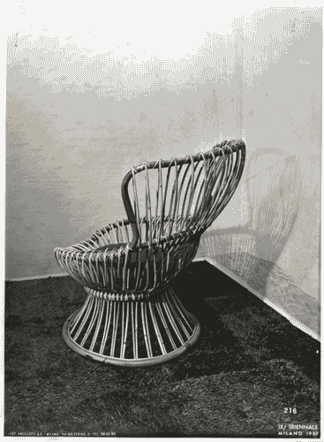 Image for IX Triennale - Arredamento e mobili isolati - Arredamenti composti - Elementi di arredamento - Poltrona "Margherita" in malacca e canna d'india - Franco Albini - Luigi Colombini