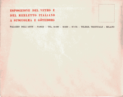 Image for Busta intestata "Esposizione del Vetro e del Merletto italiano a Stoccolma e Göteborg"
