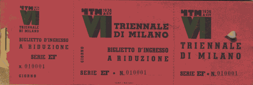 Image for Blocchetto di biglietti d'ingresso a riduzione, serie EF, di colore rosso, con logo di Mario Sironi