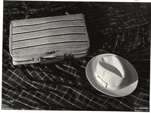 Image for IX Triennale - Paglia, giunco, vimini - Cappello di paglia e valigia in rafia