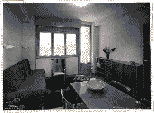Image for IX Triennale - Quartiere sperimentale della Triennale di Milano (QT8) - Mostre speciali al QT8 in occasione della Nona Triennale - Casa INA-Casa a 11 piani - Alloggio n. 11 - Soggiorno-pranzo