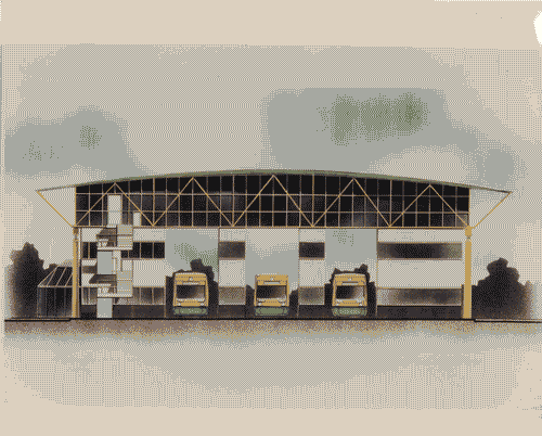 Image for La città temporanea - Metropolitana - Prospetto del centro di manutenzione della metropolitana leggera tra Birmingham e Wolverhampton