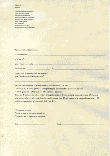 Image for Modulo per la domanda di partecipazione