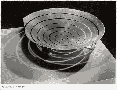 Image for V Triennale - Arti decorative e industriali - Cristalli-metalli-illuminazione - Cestino in argento "chi vuol esser lieto sia..."