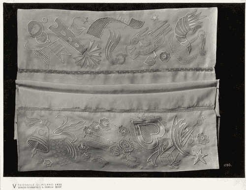 Image for V Triennale - Arti decorative e industriali - Tessuti-pizzi-ricami - Lenzuolo di Del Soldato Bardi