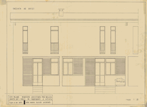 Image for Casette per reduci da raggruppare a schiera tipo a 6 letti. Lato ovest