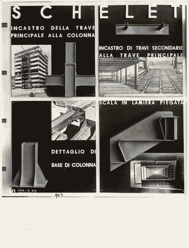 Image for VI Triennale - Padiglione nel parco Sempione. Sistemi costruttivi e materiali edilizi - Sezione delle ossature portanti