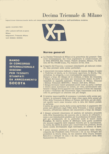 Image for Pieghevole del Bando di Concorso internazionale di disegni per tessuti stampati da arredamento Socota