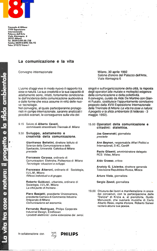 Image for Carta intestata con il programma dattiloscritto del Convegno "La comunicazione e la vita"