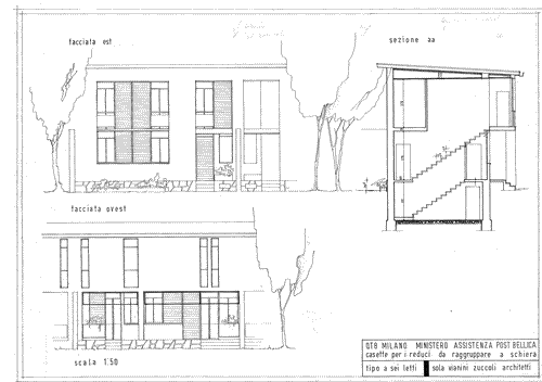 Image for Casette per reduci da raggruppare a schiera tipo a 6 letti. Lati est e ovest