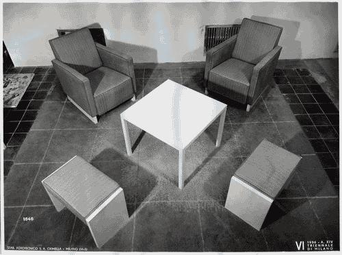 Image for VI Triennale - Galleria delle arti decorative e industriali - Mobili per salotto in pergamena sintetica bianca