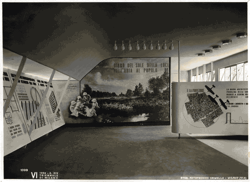 Image for VI Triennale - Padiglione nel parco Sempione. Introduzione alla mostra dell'abitazione - Seconda sala: "programma dell'abitazione moderna" - Angelo Bianchetti, Cesare Pea e Alessandro Pasquali