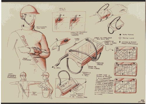 Image for XVII Triennale - Le città del mondo e il futuro delle metropoli - Sezione Design (i comportamenti negli spazi pubblici, semipubblici e privati) - Equipaggiamento specializzato per pony express di Marco Picco, Cristiano Oliva, Mario Varesco (IED, Milano)