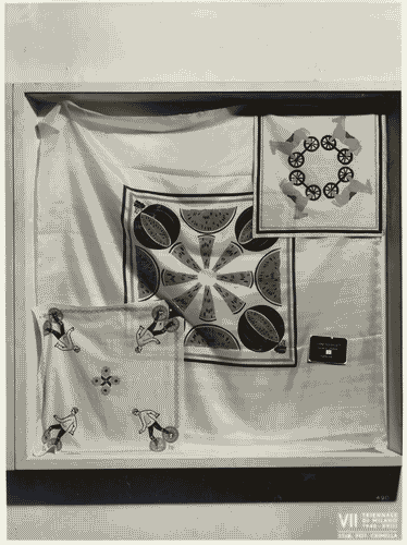 Image for VII Triennale - Mostra dei tessuti e dei ricami - Sezione dei merletti e dei ricami - Fazzoletto in seta dipinto a mano di Piero Fornasetti