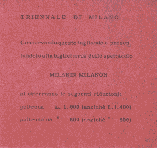 Image for Tagliando per la riduzione del prezzo sul biglietto d'ingresso e per lo spettacolo "Milanin Milanon"