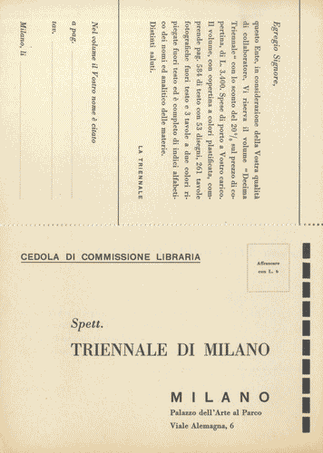 Image for Cedola di commissione libraria legate a cartolina per l'invio omaggio del catalogo