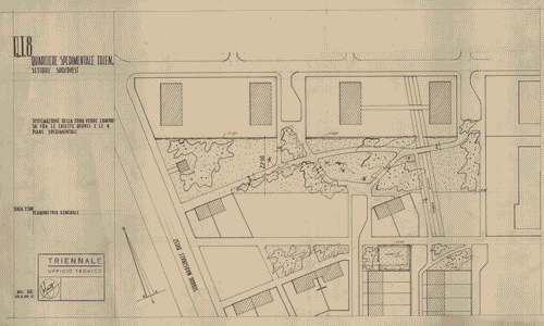 Image for Area del quartiere. Settore sud-ovest. Sistemazione della zona verde compresa fra le casette reduci e le 4 piani sperimentali