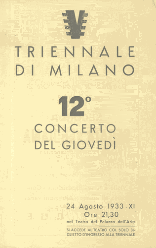 Image for Pieghevole del "dodicesimo Concerto del Giovedì", con logo di Mario Sironi