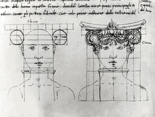 Image for IX Triennale - Studi sulle proporzioni - Riproduzione di una pagina appartenente al manoscritto cartaceo "Trattato di architettura" di Francesco di Giorgio Martini