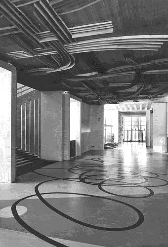 Image for X Triennale - Palazzo dell'Arte - Atrio e vestibolo del piano terreno - Pavimento a intarsio policromo disegno di Roberto Crippa - Soffitto disegno di Gianni Dova