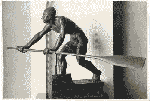 Image for III Biennale - Sezione ligure - Sala di consiglio di una società sportiva di Mario Labò - Statuetta in bronzo "Canottiere" di Guido Micheletti