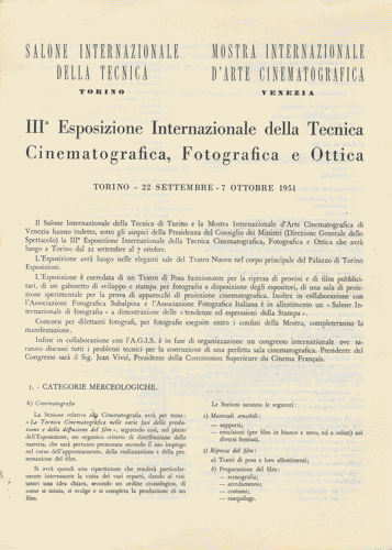 Image for Pieghevole della III Esposizione Internazionale della Tecnica Cinematografica, Fotografica e Ottica