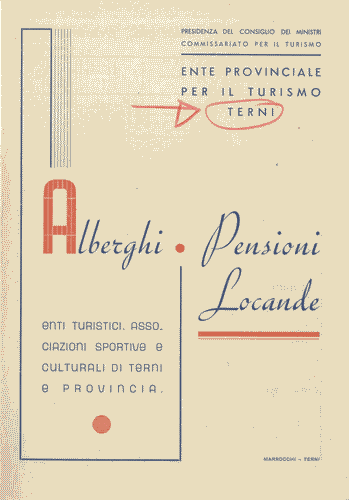 Image for Opuscolo degli "Alberghi, Pensioni e Locande di Terni e Provincia"