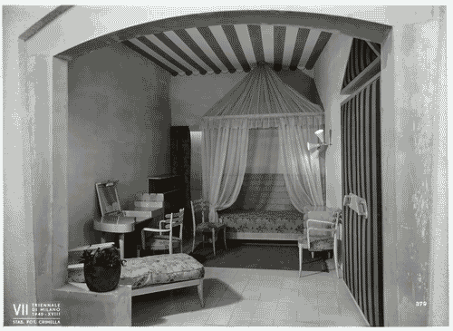 Image for VII Triennale - Mostra dell'arredamento alberghiero - Ambiente n. 3: Camera d'albergo al mare in Liguria di Lio Carminati