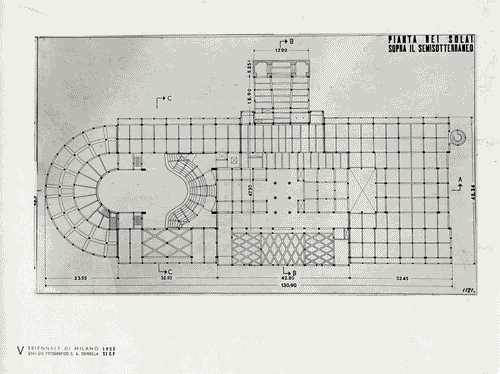 Image for Palazzo dell'Arte - Disegni di progetto - Pianta della struttura dei solai del piano seminterrato