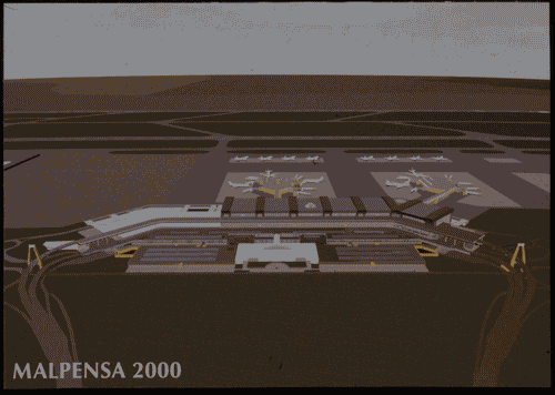 Image for La città temporanea - Aeroporti - Rendering della veduta d'insieme di Malpensa 2000